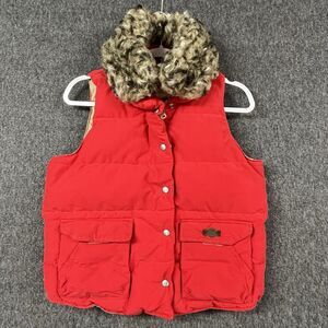 Ralph Lauren Denim Supply Down Puffer Vest Womens Medium Faux Fur Collar